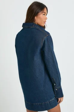 boohoo Robe en denim à manches longues<Femme Denim|Denim