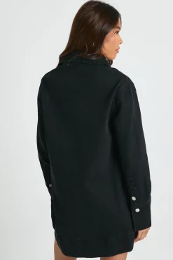 boohoo Robe en denim à manches longues<Femme Denim|Denim
