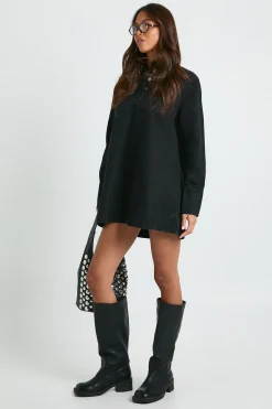 boohoo Robe en denim à manches longues<Femme Denim|Denim