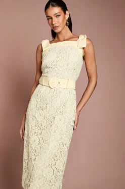 Coast Robe En Dentelle Ceinturée À Épaules Nœud<Femme Toutes Les Robes|Robes Mi-Longues