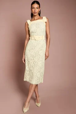 Coast Robe En Dentelle Ceinturée À Épaules Nœud<Femme Toutes Les Robes|Robes Mi-Longues