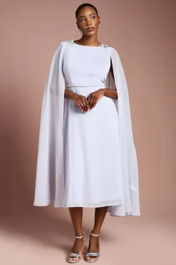 Coast Robe en Georgette avec Cape Détachable et Détails de Broche Diamantée<Femme Toutes Les Robes|Robes Mi-Longues