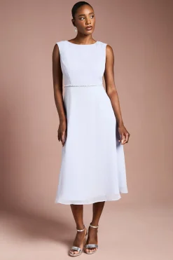 Coast Robe en Georgette avec Cape Détachable et Détails de Broche Diamantée<Femme Toutes Les Robes|Robes Mi-Longues