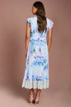 Coast Robe en Georgette à Imprimé Floral avec Finitions en Dentelle<Femme Robes Mi-Longues|Satin Et Dentelle
