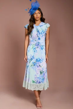 Coast Robe en Georgette à Imprimé Floral avec Finitions en Dentelle<Femme Robes Mi-Longues|Satin Et Dentelle