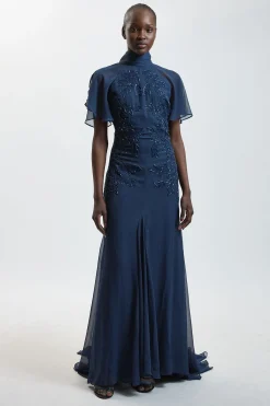 KarenMillen Robe En Georgette Ornée À La Main<Femme Robes|Robes Longues