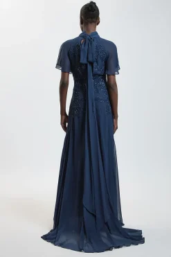 KarenMillen Robe En Georgette Ornée À La Main<Femme Robes|Robes Longues