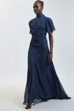 KarenMillen Robe En Georgette Ornée À La Main<Femme Robes|Robes Longues