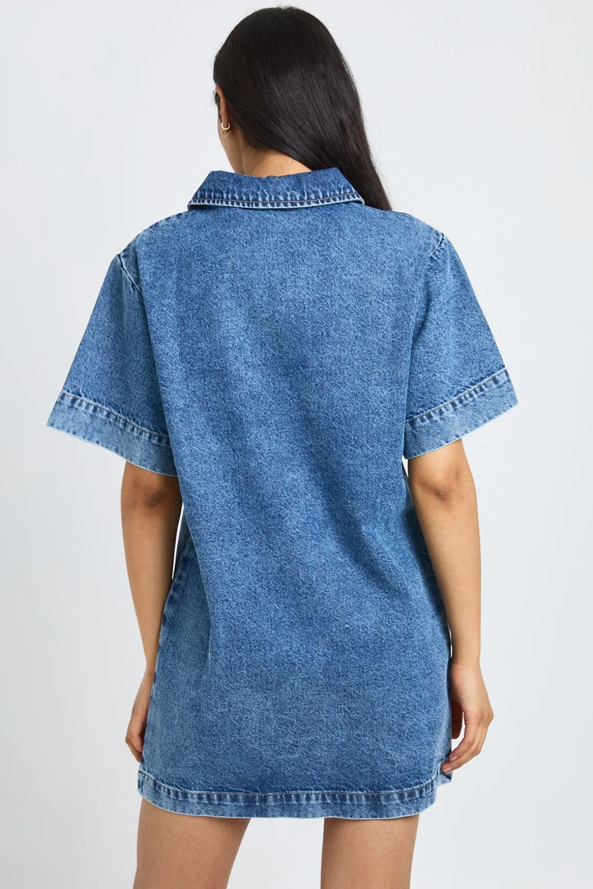 Robe En Jean Courte Ample À Manches Courtes Tall