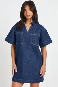 Robe En Jean Courte À Manches Courtes Coupe Boxy Petite