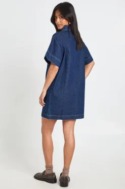 Robe En Jean Courte À Manches Courtes Coupe Boxy Petite