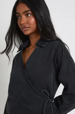 Robe En Jean À Devant Cache-cœur