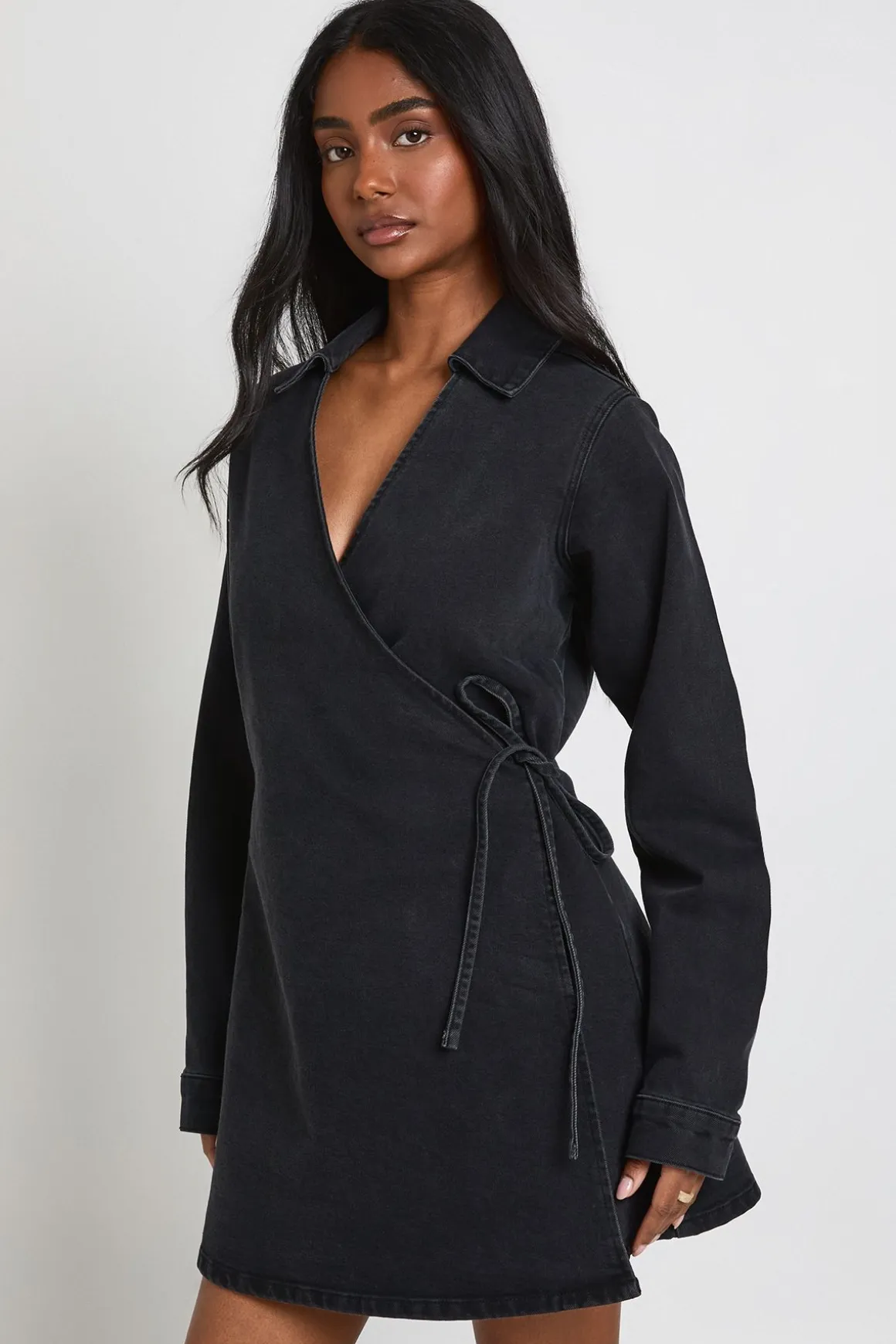 Robe En Jean À Devant Cache-cœur