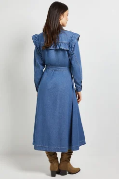 Dorothy Perkins Robe En Jean À Empiècement À Volants<Femme Denim|Robes Mi-Longues