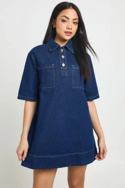 Robe En Jean À Manches Courtes