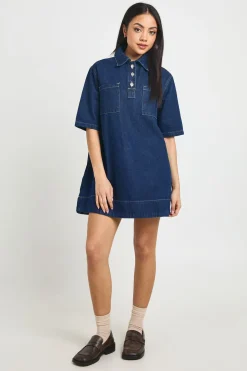 Robe En Jean À Manches Courtes