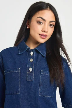 Robe En Jean À Manches Courtes