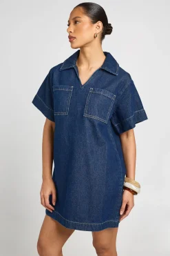 Robe En Jean À Manches Courtes Coupe Ample