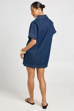 Robe En Jean À Manches Courtes Coupe Ample