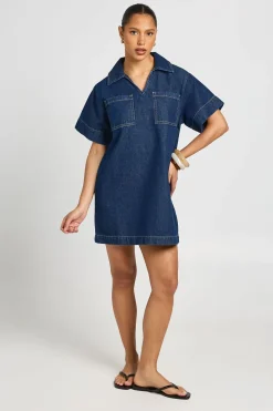 Robe En Jean À Manches Courtes Coupe Ample