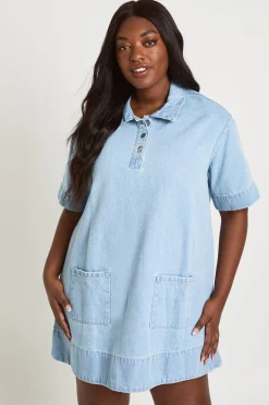 Robe En Jean À Manches Courtes Grande Taille