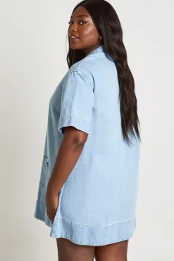 Robe En Jean À Manches Courtes Grande Taille