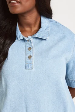 Robe En Jean À Manches Courtes Grande Taille