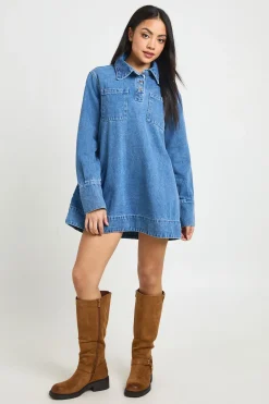 Robe En Jean À Manches Longues