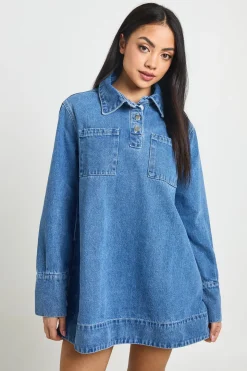 Robe En Jean À Manches Longues