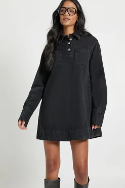 Robe en jean à manches longues pour grandes tailles