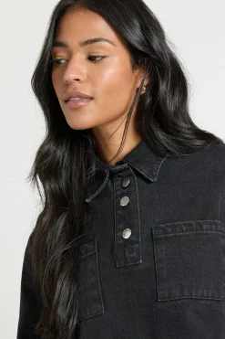 Robe en jean à manches longues pour grandes tailles