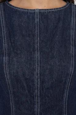 Robe En Jean Sans Manches À Ourlet Évasé Pour Grande Taille