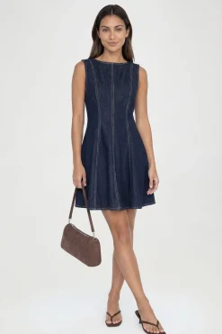 Robe En Jean Sans Manches À Ourlet Évasé Pour Grande Taille