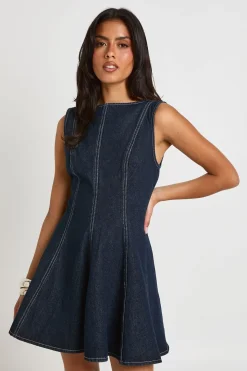Robe En Jean Sans Manches À Ourlet Évasé