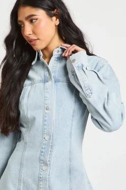 Robe En Jean Taille Cintrée À Manches Longues Tall