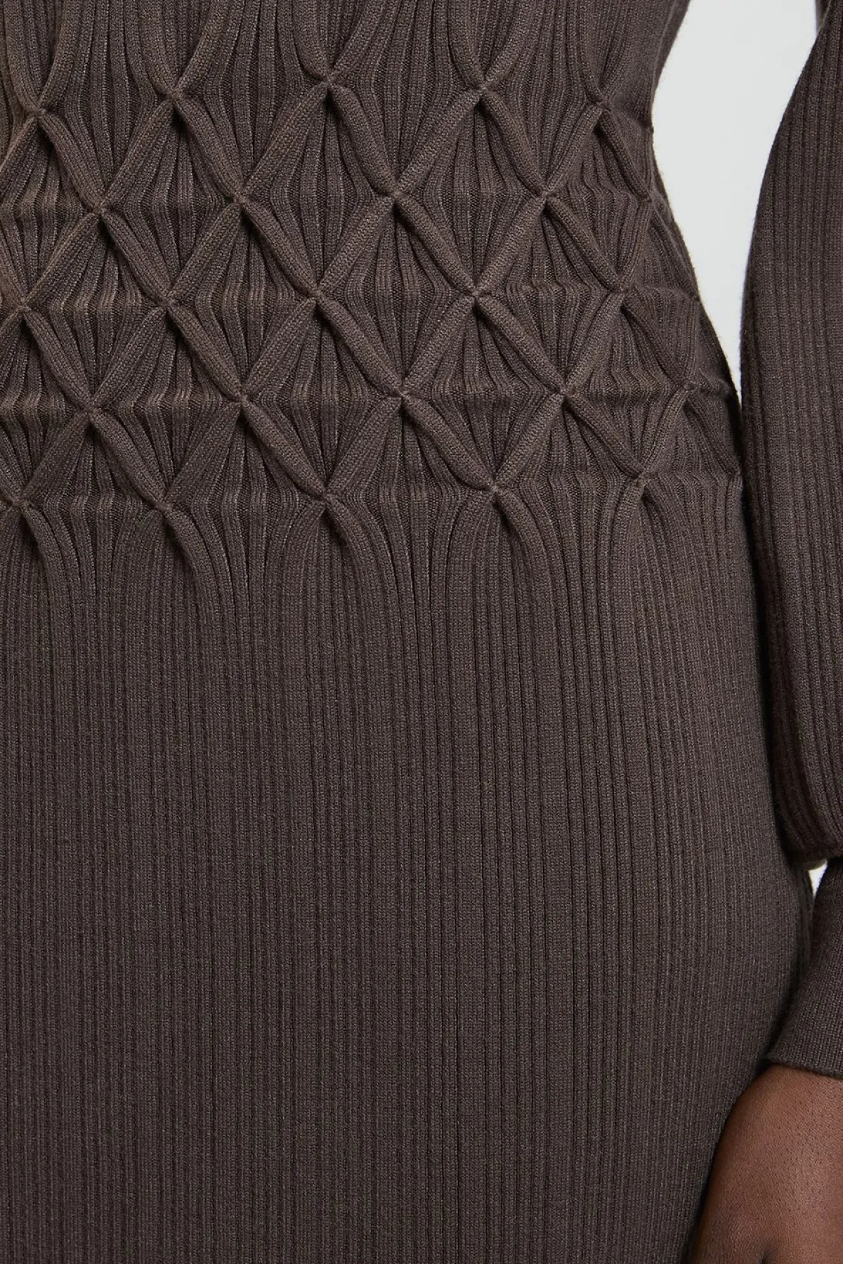 KarenMillen Robe En Maille Côtelée À Épaulettes Structurées Avec Détail De Maille Travaillée<Femme Toutes Les Robes|Robes Mi-Longues