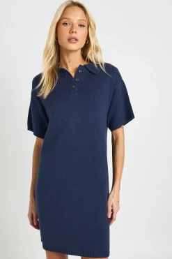 boohoo Robe en maille oversize à col boutonné<Femme Robes À Manches Longues|Robes