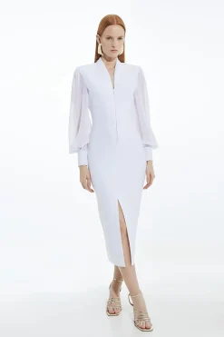 KarenMillen Robe en maille sculptante avec zip et manches en chiffon<Femme Pulls Et Gilets|Toutes Les Mailles