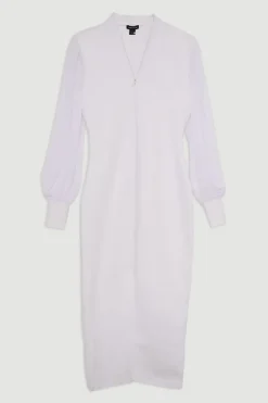 KarenMillen Robe en maille sculptante avec zip et manches en chiffon<Femme Pulls Et Gilets|Toutes Les Mailles