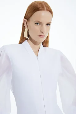 KarenMillen Robe en maille sculptante avec zip et manches en chiffon<Femme Pulls Et Gilets|Toutes Les Mailles