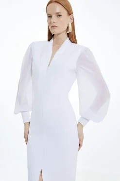 KarenMillen Robe en maille sculptante avec zip et manches en chiffon<Femme Pulls Et Gilets|Toutes Les Mailles