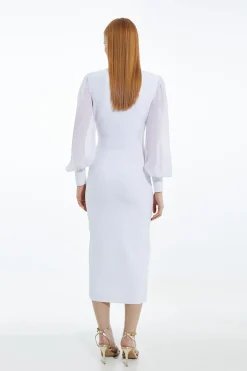 KarenMillen Robe en maille sculptante avec zip et manches en chiffon<Femme Pulls Et Gilets|Toutes Les Mailles