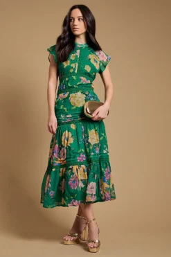 Robe En Mousseline À Imprimé Floral Avec Insertion De Dentelle