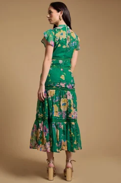 Robe En Mousseline À Imprimé Floral Avec Insertion De Dentelle