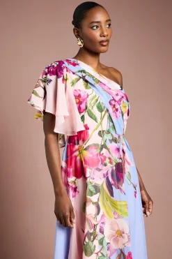 Coast Robe en Mousseline à Imprimé Floral Une Épaule<Femme Toutes Les Robes|Robes Mi-Longues