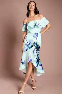 Robe En Scuba À Imprimé Floral Placé
