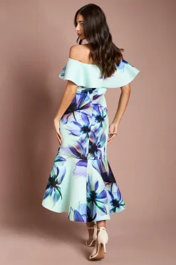 Robe En Scuba À Imprimé Floral Placé