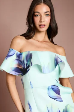 Robe En Scuba À Imprimé Floral Placé