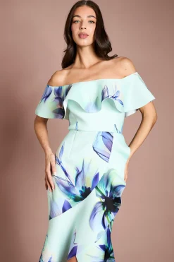 Robe En Scuba À Imprimé Floral Placé