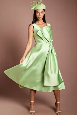 Robe En Sergé Lisa Tan Avec Nœud Géant